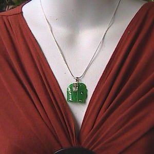 Sterling Green Jade Elephant Necklace
